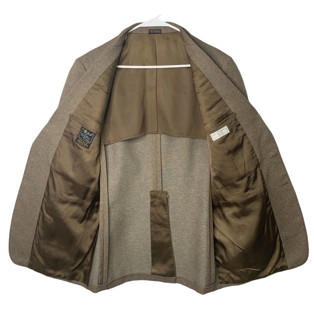 VTG 60s Rittels Western Wear Mens 42L Brown with Leather Trim Sport Coat - Picture 8 of 16